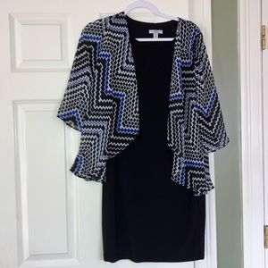 Two attached piece flowy dress/shawl combo petite Small black dress knee length